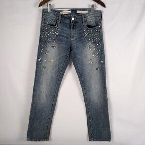 Pilcro and the Letterpress Women's HYPHEN Denim Jeans Blue Embellished, US 27